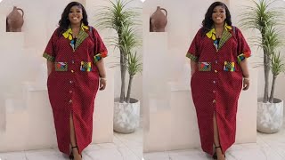 How to cut and sew a bubu cowl gown with notched collar lapel and Ankara mixed [upl. by Lehctim99]