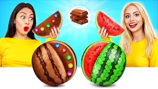 Chocolate Vs Real Food Challenge  Chocolate Food Cooking Challenge by XChallenge [upl. by Gnep340]