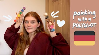 DE Paint with me in German 🇩🇪🖤❤️ Painting with a Polyglot 2 [upl. by Irek]