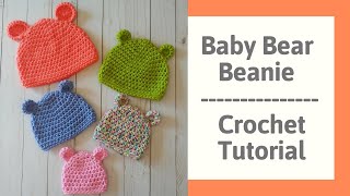 Baby Bear Hat Crochet Tutorial How to  Newborn  Preemie Baby hat [upl. by Weslee]