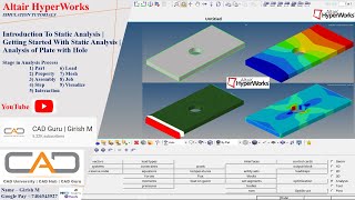 Introduction to Altair HyperWorks Static Structural Analysis  Static Analysis on Plate with Hole [upl. by Lakin]