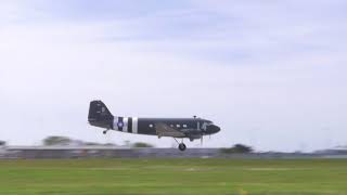 Dakota Landing at Guernsey Airport 9th May 2018 [upl. by Ahsiri358]