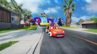 Epic Escape From Lightning Mcqueen Eater Siren Head Car Chocomoon Mcqueen Toilet Bais Spider Car [upl. by Ariahaj]