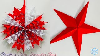 DIY Snowflake ❄️ amp Star ⭐ Christmas Decorations Ideas  Paper craft [upl. by Adyl]