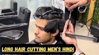 Holding cutting technique men’s  How to cut long hair for mens  Long hair cut Tutorial men [upl. by Hackathorn480]