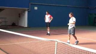 Fútbol tenis en Lyon NalbandianDelbonis y SchwankZeballos [upl. by Tanitansy]