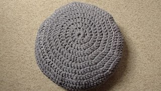 VERY EASY crochet pouf tutorial  crochet cushion  foot stool floor cushion  pouf  ottoman [upl. by Jessee]