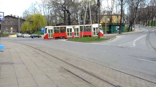 Tramwaj linii 24 zawraca na trójkącie Sosnowiec ul Okrzei [upl. by Yenatirb]