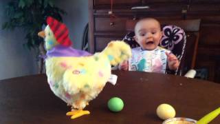 Babys shocked reaction to an Easter hen laying eggs  quotWanna see it againquot [upl. by Hoffman696]