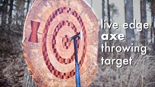 Live Edge Axe Throwing Target with CNC Inlay Bullseye  How To  Woodworking [upl. by Goulden]