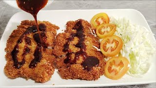 SIMPLE PORK TONKATSU with SAUCE RECIPE Deep Fried Pork Cutlet [upl. by Cliffes]