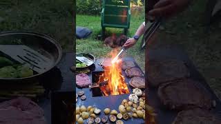 Cooking steaks on the FireBox 500 beside the South Esk [upl. by Inama]