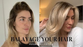 HOW TO FACE FRAME amp BALAYAGE YOUR HAIR AT HOME ONLY USING 16 FOILS  REDKEN  STEPH BARRON [upl. by Aleras]