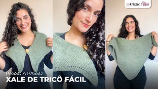 XALE DE TRICÔ FÁCIL  Passo a passo para iniciantes de pelerine triangular Alice 🧶 [upl. by Riley]