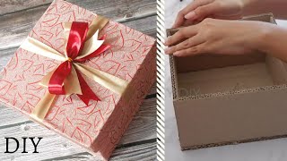 DIY How to make gift Box using cardboard  gift box tutorial [upl. by Saraiya]