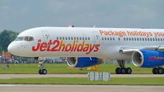 Jet 2 Boeing 757 waiting for takeoff clearance at Manchester Airport 4k [upl. by Torrence81]