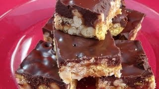 Peanut Caramel Cereal Bars easy nobake recipe  with yoyomax12 [upl. by Feliza]