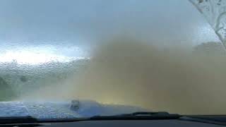 Spectacular moments of a Jeep Wrangler on a country road in very heavy rain [upl. by Strage625]