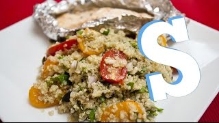 Quinoa Salad with Baked Salmon Recipe  SORTED [upl. by Aimahs]