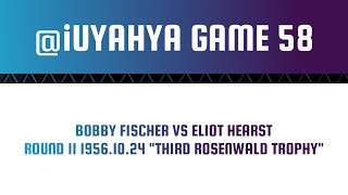 Bobby Fischer vs Eliot Hearst  Third Rosenwald Trophy • Round 11 19561024 [upl. by Eittak]