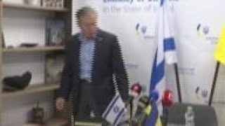 Ukraine envoy to Israel dons helmet in equipment plea [upl. by Delwin]