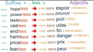 Les adjectifs avec le suffixe less [upl. by Hogle]