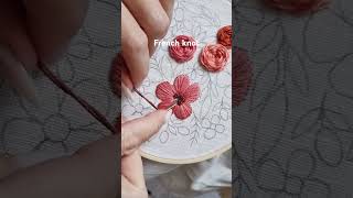 French knot basic embroidery embroidery handembroidery handmade stitch frenchknot art needle [upl. by Roer]