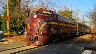 Pennsylvania Railroad E8 Leads Rare Conrail OCS Train South in Audubon 121623 [upl. by Rosmarin]