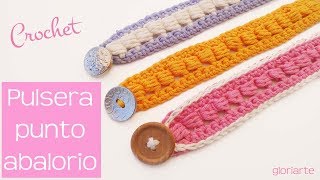 Pulsera de ganchillo en punto abalorio Crochet bracelet bead point [upl. by Darcey414]