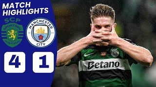 Sporting vs Man City 41 HIGHLIGHTS  Viktor Gyokeres Goal vs Man City Amorim vs Pep [upl. by Ahsiyk]