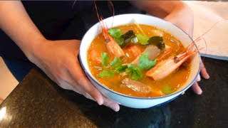 Tom Yum Goong Recipe ต้มยำกุ้ง  Hot Thai Kitchen [upl. by Aietal436]