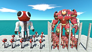 Rainbow Friends Red Rescues Hulkbuster Team and Fight  Animal Revolt Battle Simulator [upl. by Elleirad971]