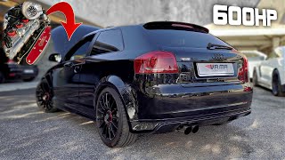 8000rpm Audi S3 8P by VAMA 600HP SLEEPER  DYNO Pulls Accelerations amp More [upl. by Wake]