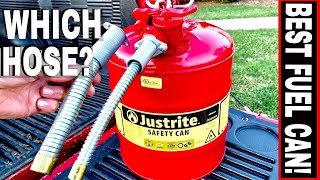 JUSTRITE SAFETY GAS CAN 58quot FLEX HOSE amp 1 YEAR REVIEW [upl. by Ennairol434]