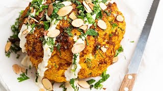 Whole Roasted Cauliflower with Garlic Yoghurt [upl. by Boyse591]