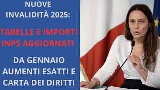 NUOVE INVALIDITÀ 2025 TABELLE E IMPORTI INPS AGGIORNATI DA GENNAIO AUMENTI ESATTI E CARTA [upl. by Rawdin]