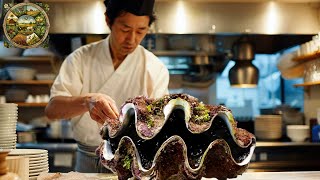 Explore Japanese cuisine How the chef prepares the Giant Clam for sashimi Emison Newman [upl. by Johnstone]