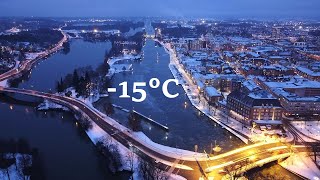 Beautiful City of Sweden in Winter 15C  Trollhättan 4K Video [upl. by Zaria]