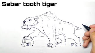 How to draw a saber tooth tiger easy [upl. by Ajnos]