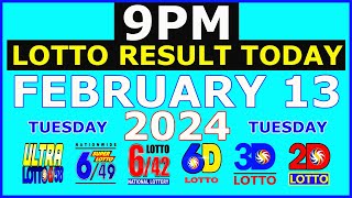 9pm Lotto Result Today February 13 2024 Tuesday 658 649 642 Swertres Ez2 6D [upl. by Linnette]