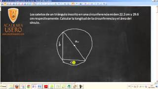 Área circunferencia circunscrita a triángulo rectángulo Geometría Matemáticas Magisterio [upl. by Ynaffyt]