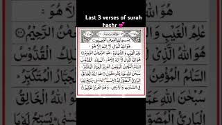 Last 3 verses of surah hashr 💕🌹Islamic status Al Quran ytshorts [upl. by Adnahsar]