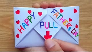 DIY  SURPRISE MESSAGE CARD FOR Fathers Day Pull Tab Origami Envelope Card Letter Folding Origami [upl. by Nosoj]