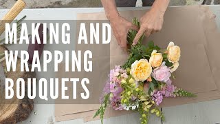 Making and wrapping bouquets from the garden [upl. by Ettolrahs]