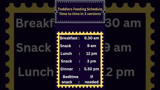 Toddlers Feeding Schedule Time to Time in 3 Versions shorts feedingschedule babies [upl. by Nyrak55]