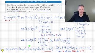 base de lintersection de 2 sousespaces vectoriels E∩F • Exercice • prépa MPSI PCSI ECS [upl. by Wagstaff]