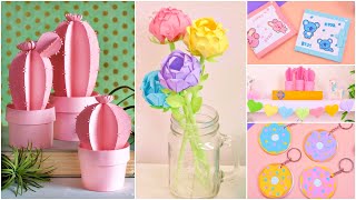 5 DIY PAPER CRAFT IDEAS  Room Decor Donut Notebook BT 21 Wallets Flowers Cactus papercraft [upl. by Melamie]