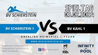 WATCH LIVE  Oberliga Spieltag BV Schierstein vs BV Kahl 03022024 Tisch 1 [upl. by Alieka]