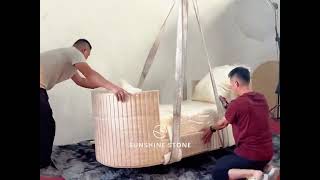 Luxury marble home decoration white travertine daybed daybed marblefurniture luxuryhomeinteriors [upl. by Ogdon718]