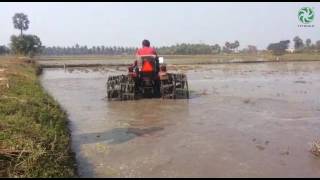 Demo of Deep Puddling using VST Shakti Tractor with Full Cage Wheels in Paddy Field [upl. by Sola]